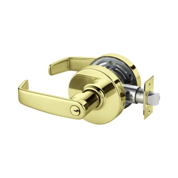 Sargent Office Cylindrical Lock Grade 2 with L Lever and L Rose and ASA Strike and LA Keyway Bright Brass 287G05LL03 - main